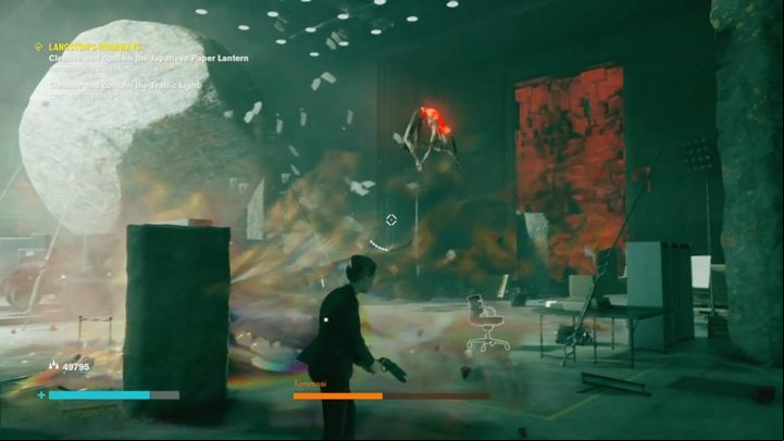 Stay close to the big boulder on the ground, avoid incoming attacks and fight the boss - Control: Mr. Tommasi - walkthrough - Side Quests - Control Guide