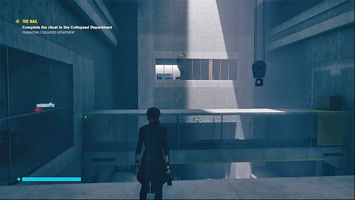You must climb a bit and reach the top of two bridges connecting the previously visited control room and the generator room - Control: The Nail, Warehouse and Collapsed Department - walkthrough - Walkthrough - Control Guide