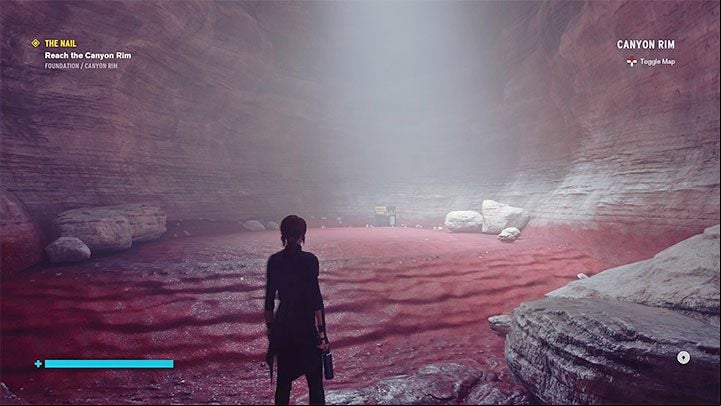 Levitate above the abyss and watch the message from Marshall - Control: The Nail, Canyon Rim and Research Site Gamma - walkthrough - Walkthrough - Control Guide
