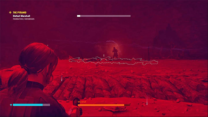 There are traps on the ground and you can look for opportunities to activate them when Marshall is nearby - Control: The Pyramid - walkthrough - Walkthrough - Control Guide
