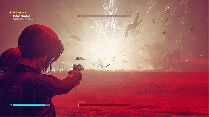 Depriving Marshall of her entire health bar will end the battle - Control: The Pyramid - walkthrough - Walkthrough - Control Guide