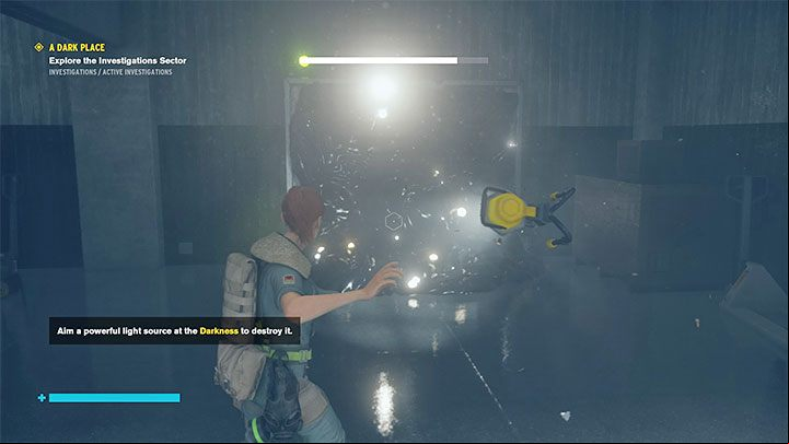 Dont release the Telekinesis button, just hold the lamp and reach the darkness - Control AWE: A Dark Place walkthrough - Walkthrough - Control Guide
