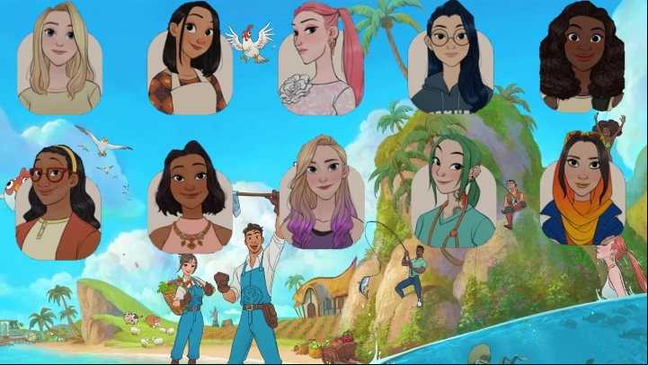 List of brides with whom you can romance in Coral Island (listed at the top from left) - Coral Island: Romances - brides and bachelors, list - Basics - Coral Island Guide