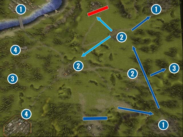You start by the bottom edge of the map - Battle of Edgehill | Roundheads versus Cavaliers Campaign - Roundheads versus Cavaliers Campaign - Cossacks 3 Game Guide