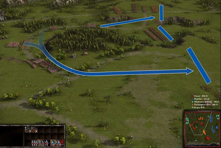 Use the majority of your forces to strengthen the defenses of the main line, close to your starting group - Battle of Newburry | Roundheads versus Cavaliers Campaign - Roundheads versus Cavaliers Campaign - Cossacks 3 Game Guide