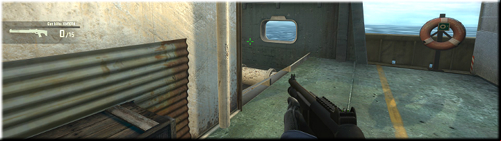 You can find a set of stairs beyond this corner that end with a narrow ageway along the deck - Mission 2 Shipped Up Close and Personal - Missions - CS GO Game Guide