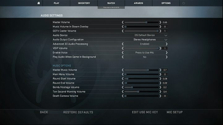 Above you can see the recommended audio settings that can be changed in the game options - Video and audio settings in CS GO - Proper configuration - CS GO Game Guide