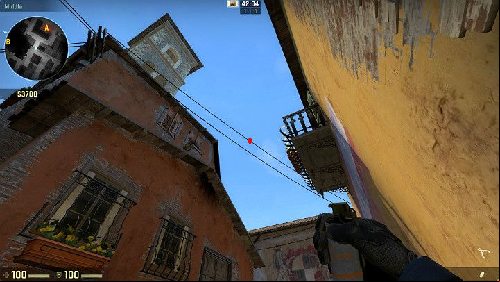 Stand by the corner and aim at the spot marked in the picture (the power line) - Inferno | Tournament Maps in CS GO - Tournament Maps in Counter Strike: Global Offensive - CS GO Game Guide