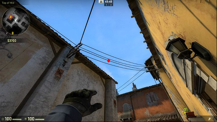 Stand right next to the entrance to the flat and aim at the marked spot - Inferno | Tournament Maps in CS GO - Tournament Maps in Counter Strike: Global Offensive - CS GO Game Guide