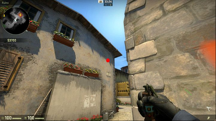 Before entering bombsite B, stand by the corner and aim at the marked spot - Inferno | Tournament Maps in CS GO - Tournament Maps in Counter Strike: Global Offensive - CS GO Game Guide