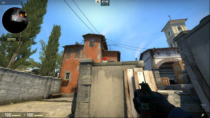 Stand in the lower part of the area, right behind the wall, and aim at the spot above the balcony door - Inferno | Tournament Maps in CS GO - Tournament Maps in Counter Strike: Global Offensive - CS GO Game Guide