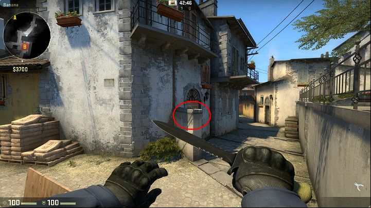 Get on the barrels to jump to the small wall marked in the picture - Inferno | Tournament Maps in CS GO - Tournament Maps in Counter Strike: Global Offensive - CS GO Game Guide