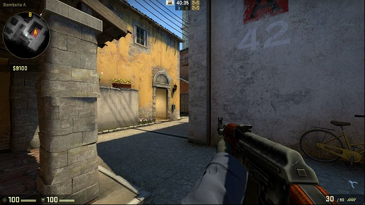 The door in the distance is regularly used as a hideout - Inferno | Tournament Maps in CS GO - Tournament Maps in Counter Strike: Global Offensive - CS GO Game Guide