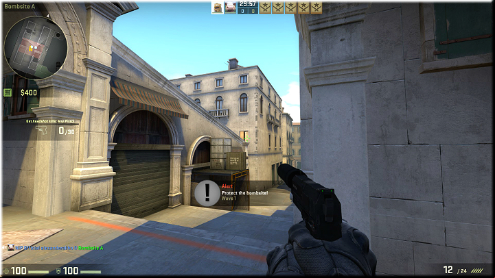 Standing here, you can watch the door in the building opposite, which can be used by the enemies to get to the roof; you also can cover the stairs leading down - Mission 23 - Rialto - Continental Etiquette - Difficult missions - CS GO Game Guide