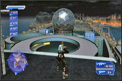 You should find yourself on the roof of transparent tunnel connecting two buildings - Melissa Fang-Yin - Shai-Gen - Crackdown - Game Guide and Walkthrough
