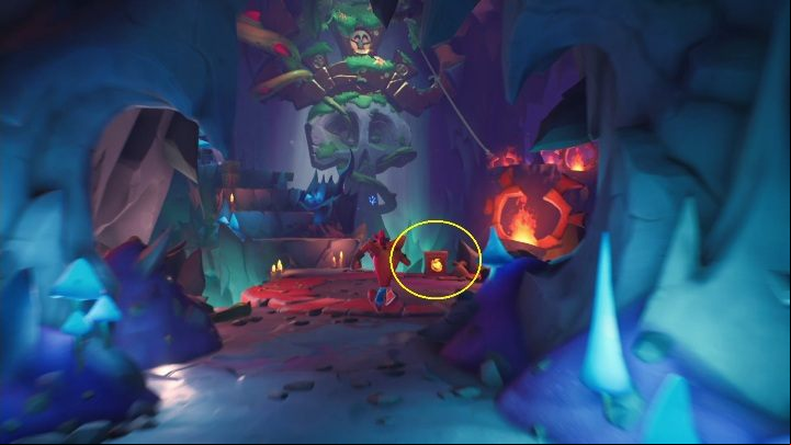 At the very beginning of the map, you will find a crate containing 25 Wumpa fruits - Crash 4: N.Sanity Peak walkthrough - N.Sanity Islad, Present Day - Crash 4 Guide, Walkthrough