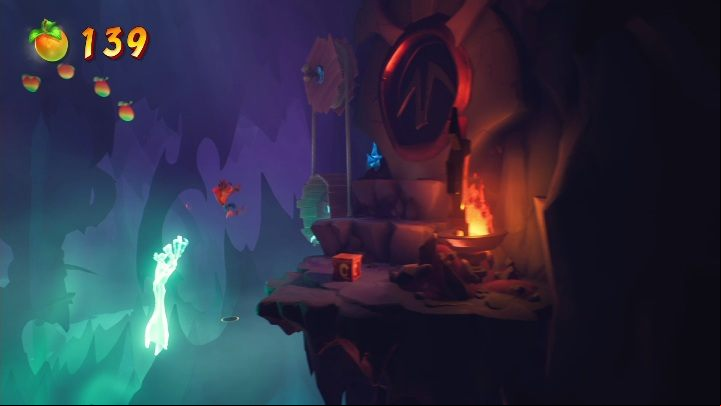 After using the rope again, you have to jump onto a moving platform - Crash 4: N.Sanity Peak walkthrough - N.Sanity Islad, Present Day - Crash 4 Guide, Walkthrough