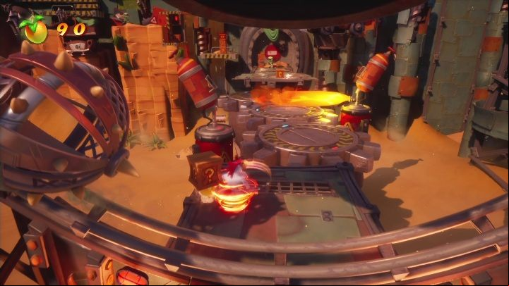 On this level you will be chased by fire - Crash 4: Crash Compactor walkthrough - The Hazardous Wasted, 2084 - Crash 4 Guide, Walkthrough