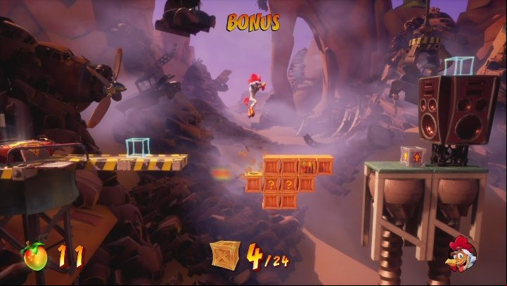 In this bonus level you can get 24 crates - Crash 4: Crash Compactor walkthrough - The Hazardous Wasted, 2084 - Crash 4 Guide, Walkthrough