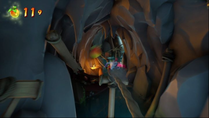 After getting past your opponents, you have to jump on a rope that will take you to the second part of the location - Crash 4: Booty Calls walkthrough - Salty Wharf, 1717 - Crash 4 Guide, Walkthrough