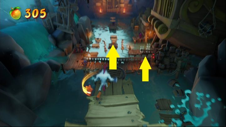 To proceed you can choose one of two paths - Crash 4: Booty Calls walkthrough - Salty Wharf, 1717 - Crash 4 Guide, Walkthrough