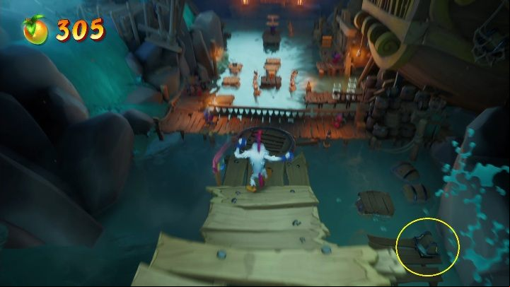 The hidden gem is locked in a box - Crash 4: Booty Calls walkthrough - Salty Wharf, 1717 - Crash 4 Guide, Walkthrough