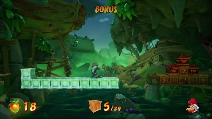 On this bonus level you can get 29 boxes - Crash 4: Jetboard Jetty walkthrough - Salty Wharf, 1717 - Crash 4 Guide, Walkthrough