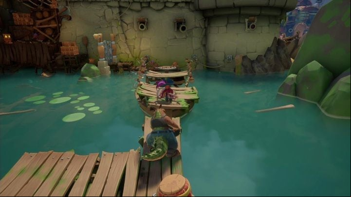 Now get past the opponents; you can easily push them away with your tail - Crash 4: Thar He Blows! walkthrough - Salty Wharf, 1717 - Crash 4 Guide, Walkthrough