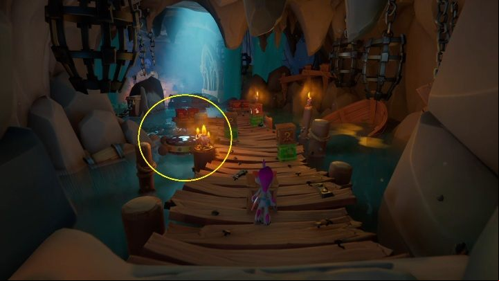 The entrance to the secret level is in a small building, just behind a huge body of water - Crash 4: Thar He Blows! walkthrough - Salty Wharf, 1717 - Crash 4 Guide, Walkthrough