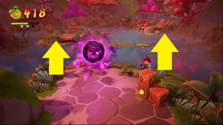 You'll get to a place where you can go two ways - Crash 4: Give It a Spin walkthrough - Tranquility Falls, 1402 - Crash 4 Guide, Walkthrough