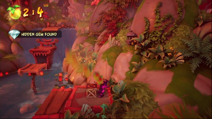 All you have to do is jump onto a wooden platform and then break all the surrounding boxes - Crash 4: Give It a Spin walkthrough - Tranquility Falls, 1402 - Crash 4 Guide, Walkthrough