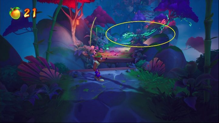 Let's start with the fact that on the level you will find many magical creatures that will try to push you off the map and kill you - Crash 4: Draggin On walkthrough - Tranquility Falls, 1402 - Crash 4 Guide, Walkthrough