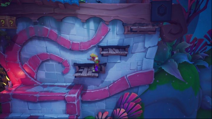 Another thing you'll often push at this level is climbing platforms - Crash 4: Draggin On walkthrough - Tranquility Falls, 1402 - Crash 4 Guide, Walkthrough