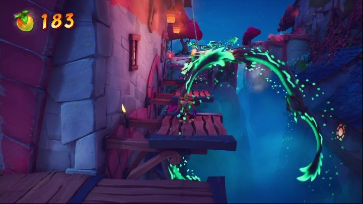 The next part involves long jumps and avoiding magical creatures - Crash 4: Draggin On walkthrough - Tranquility Falls, 1402 - Crash 4 Guide, Walkthrough