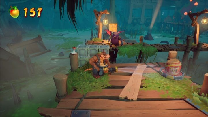 You can also destroy opponents using TNT barrels - Crash 4: Home Cookin walkthrough - Mosquito Marsh, A Few Days Ago - Crash 4 Guide, Walkthrough