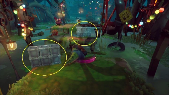 Going further, you'll find a sequence during which you can hide behind walls - Crash 4: Home Cookin walkthrough - Mosquito Marsh, A Few Days Ago - Crash 4 Guide, Walkthrough