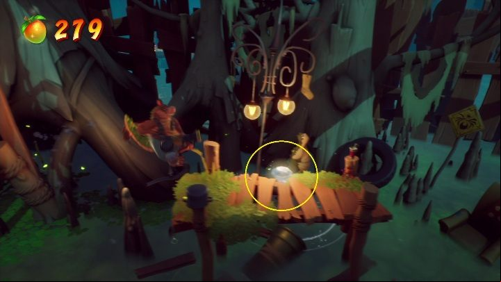 Your next task is to jump to the other side, where you will find the gem waiting for you - Crash 4: Home Cookin walkthrough - Mosquito Marsh, A Few Days Ago - Crash 4 Guide, Walkthrough