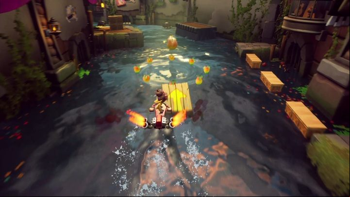As soon as the level starts, you have to jump on a speedboat and start a short ride - Crash 4: Run It Bayou walkthrough - Mosquito Marsh, A Few Days Ago - Crash 4 Guide, Walkthrough