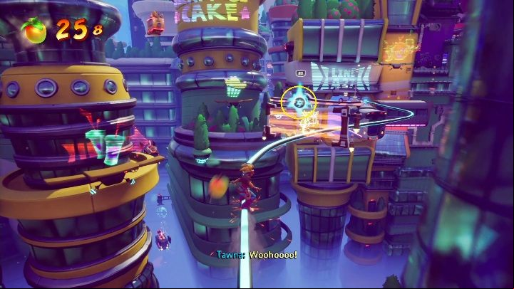 It's time for the first sequence of moving on the railing - Crash 4: Rush Hour walkthrough - The Sn@xx Dimension, 3023 - Crash 4 Guide, Walkthrough