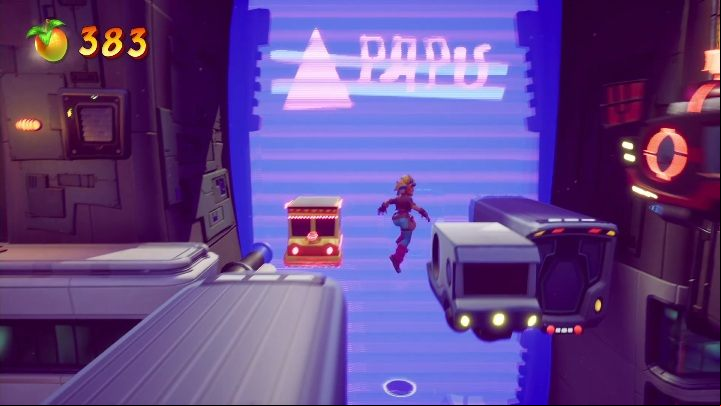 To get to the next railing, you have to jump over the cars - Crash 4: Rush Hour walkthrough - The Sn@xx Dimension, 3023 - Crash 4 Guide, Walkthrough
