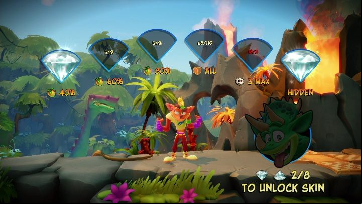 You can get six gems on Blast to the Past map - Crash 4: Blast to the Past walkthrough - Eggipus Dimension, 88 Milion B.C.B - Crash 4 Guide, Walkthrough