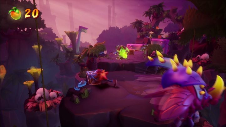 Just like on the earlier map, you'll see your opponents spitting venom - Crash 4: Dino Dash walkthrough - Eggipus Dimension, 88 Milion B.C.B - Crash 4 Guide, Walkthrough