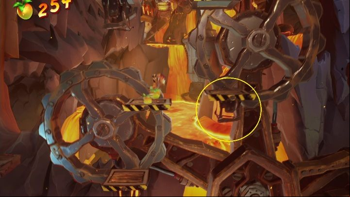 You'll see metal parts on the next platforms - Crash 4: Toxic Tunnels walkthrough - Cortex Island - Crash 4 Guide, Walkthrough