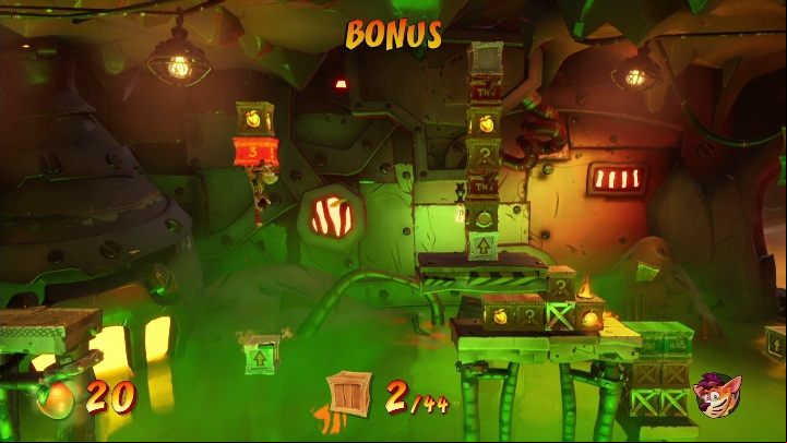 The bonus level is located on the left side, right next to the save point - Crash 4: Toxic Tunnels walkthrough - Cortex Island - Crash 4 Guide, Walkthrough