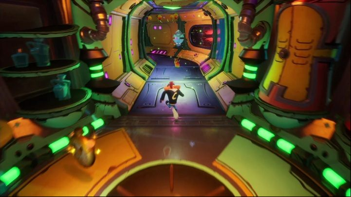 At the beginning of this level you will receive a mask that changes the laws of physics - Crash 4: Out for Launch walkthrough - Bermugulas Orbit, ??? - Crash 4 Guide, Walkthrough