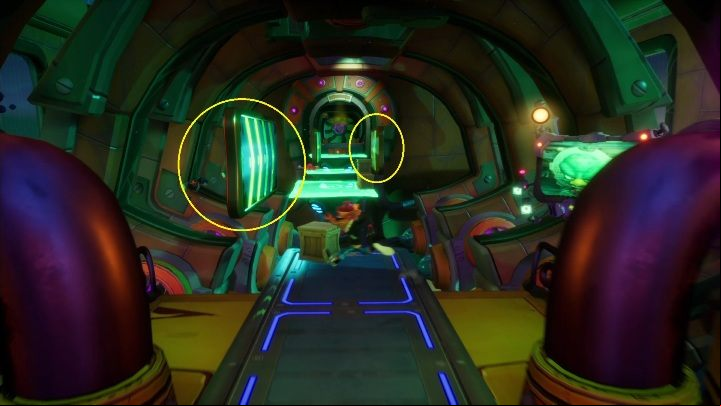 In the upper part of the building, you'll find yourself jumping over walls - Crash 4: Out for Launch walkthrough - Bermugulas Orbit, ??? - Crash 4 Guide, Walkthrough
