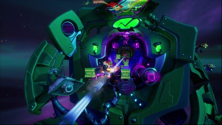To get to the next part of the location, ride on a metal pole - Crash 4: Out for Launch walkthrough - Bermugulas Orbit, ??? - Crash 4 Guide, Walkthrough