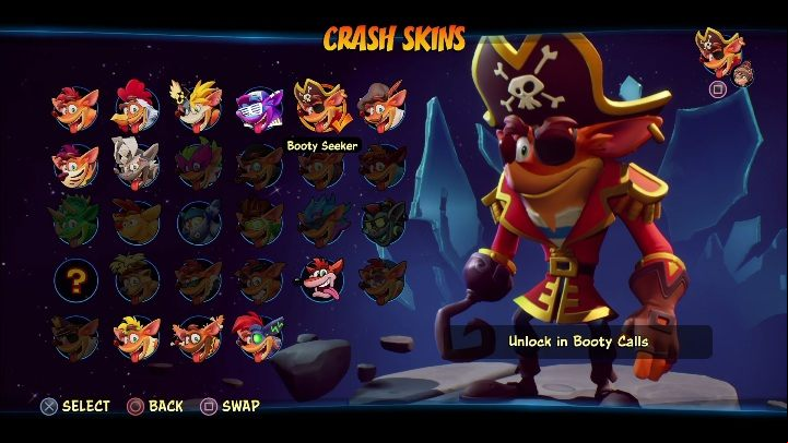 How to unlock: get 6 diamonds in the level Booty Calls - Crash 4: Crash skins - how to unlock? - Heroes skins - Crash 4 Guide, Walkthrough
