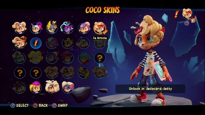 How to unlock: get 6 diamonds in Jetboard Jetty - Crash 4: Coco skins - list, how to unlock? - Heroes skins - Crash 4 Guide, Walkthrough