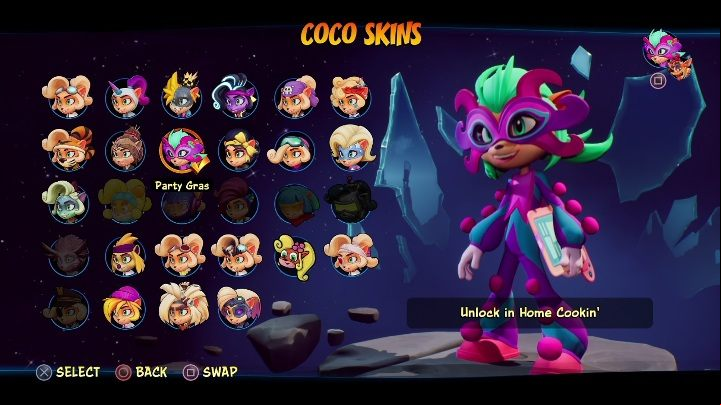 How to unlock: get 6 diamonds in Home Cookin' - Crash 4: Coco skins - list, how to unlock? - Heroes skins - Crash 4 Guide, Walkthrough